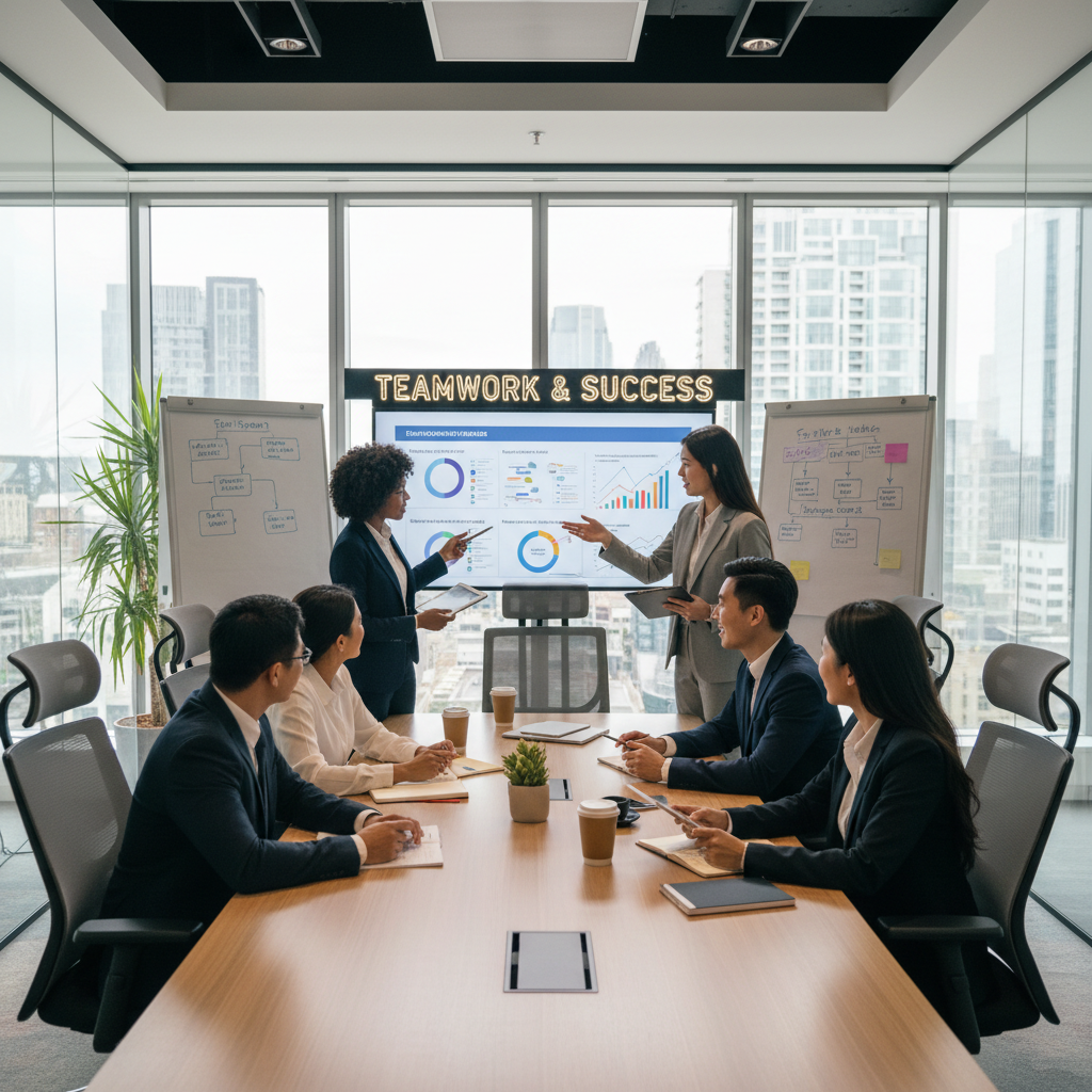 A diverse group of recruitment consultants in a modern UK office