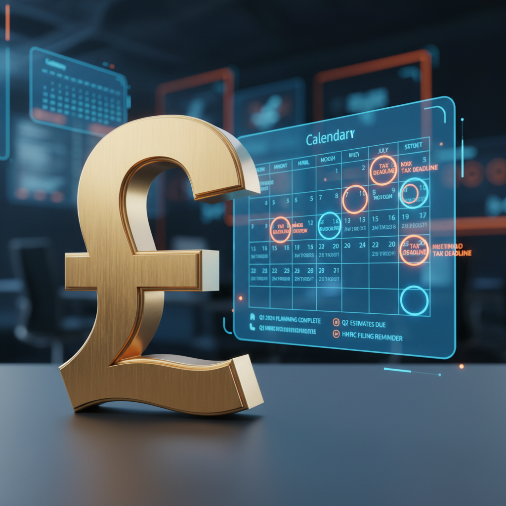 3D render of a pound sterling symbol and a calendar